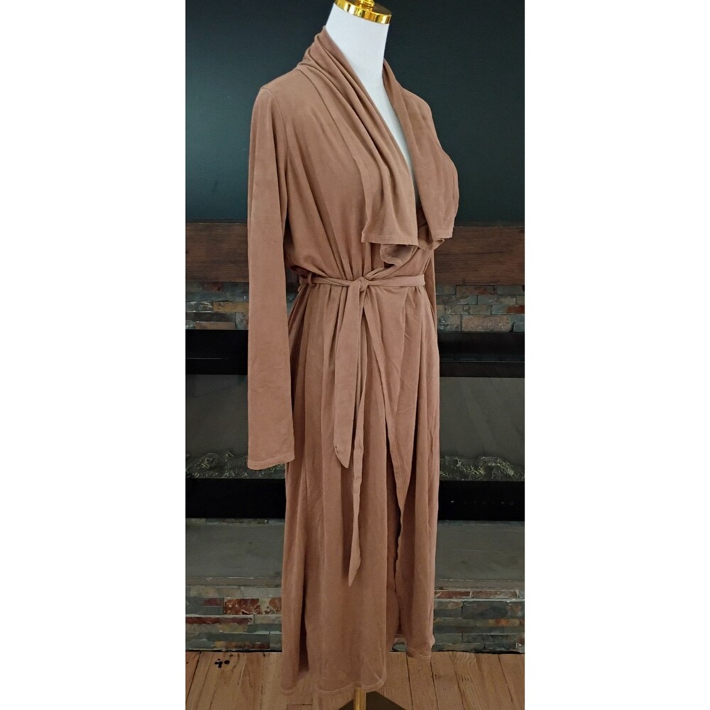 Fashion Nova Vintage Velour Long Sleeve Wraparound Robe Brown Size Small - Picture 3 of 8
